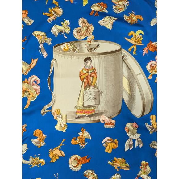 Authentic Hermes Blue Paris Modiste Silk Scarf 90cm - Picture 4 of 10